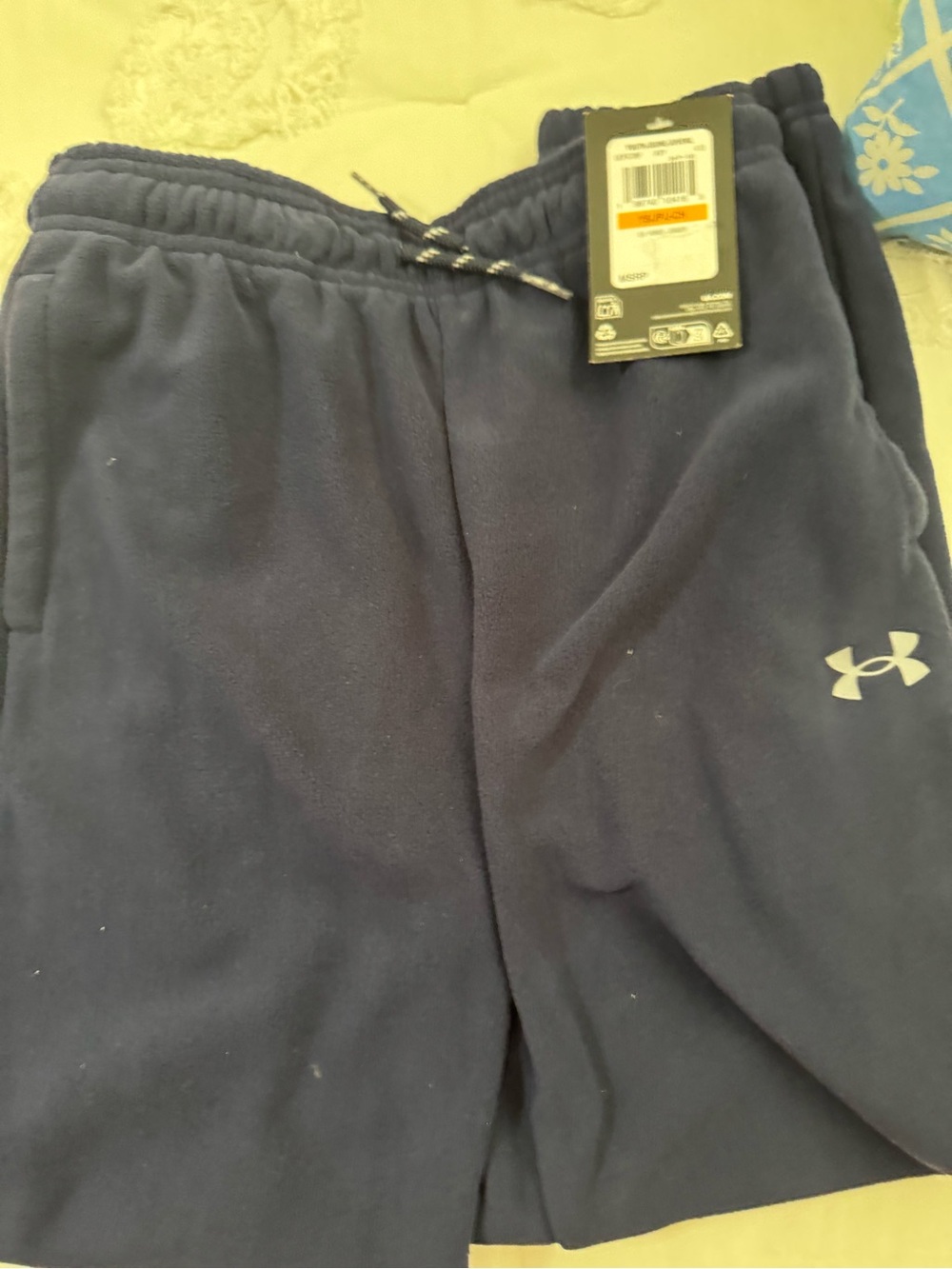 Under Armour Navy Blue Kids Fleece Jogger set with Logo